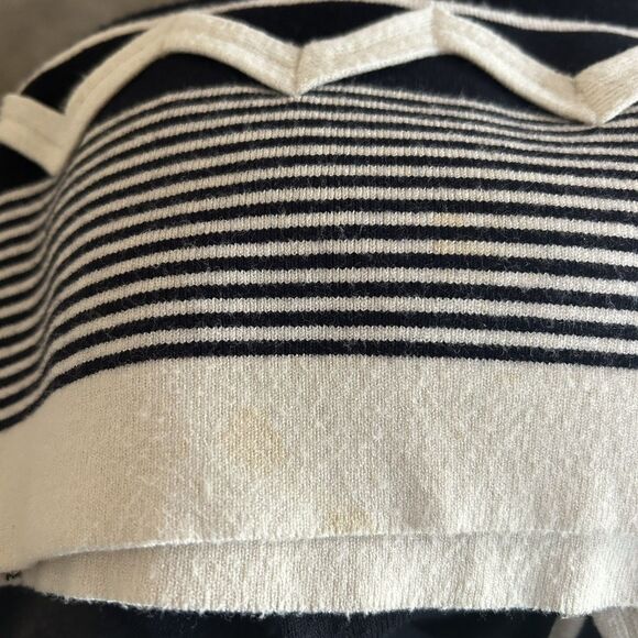 Milly of New York Knit Dress Size Small Black Ivory Stripe V-Neck Classic - Picture 12 of 12